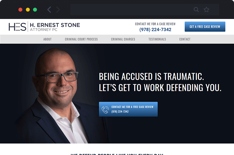 H. Ernest Stone website before and after