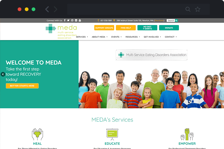 MEDA website before and after