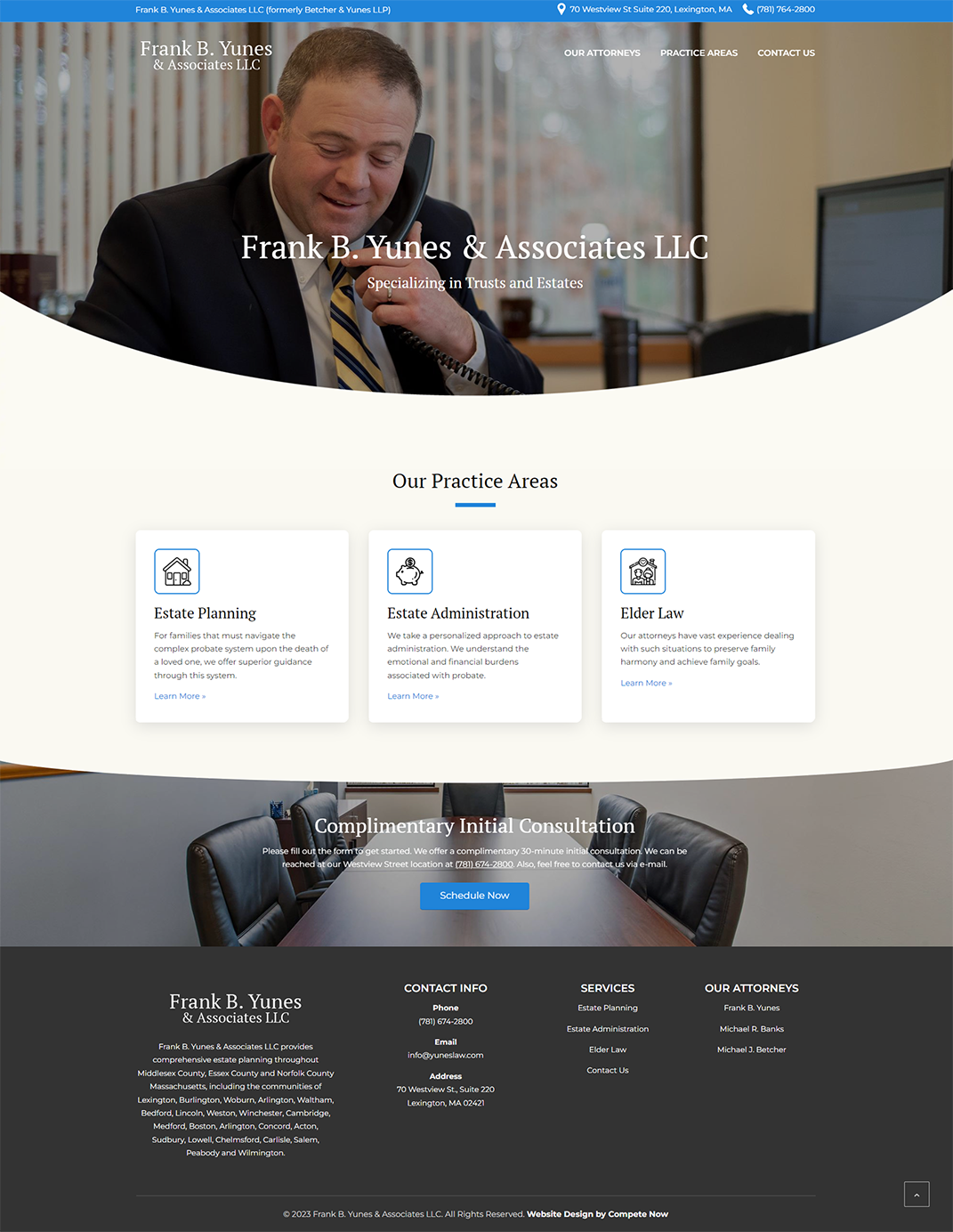 new website homepage screenshot for Betcher & Yunes