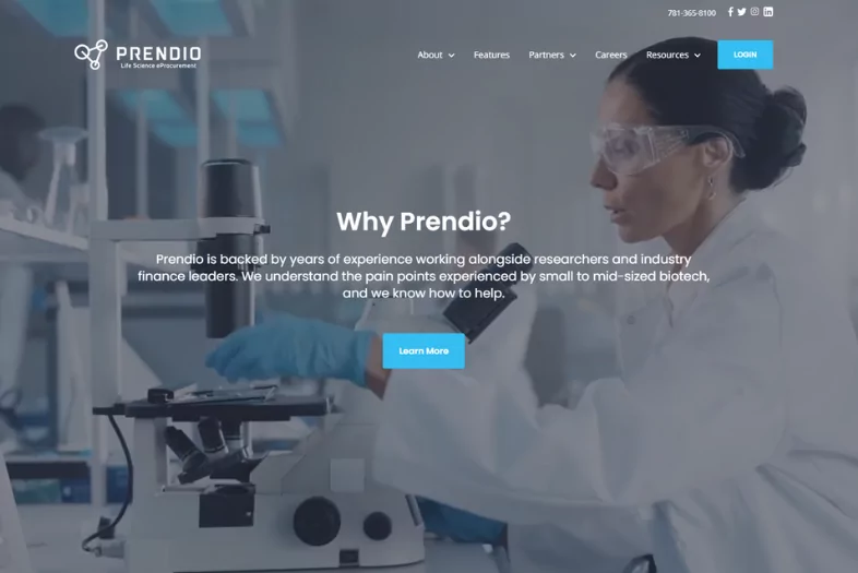 Prendio website before and after