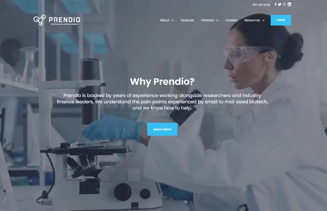 custom landing pages in our website design project for Prendio
