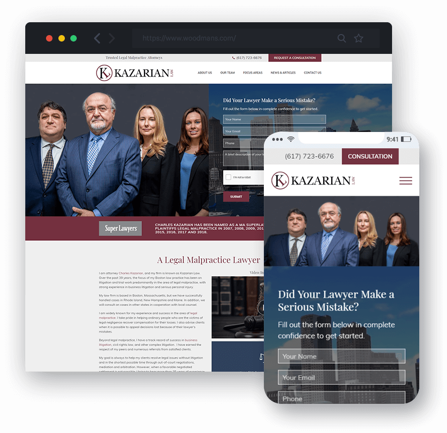 responsive website design for Kazarian Law