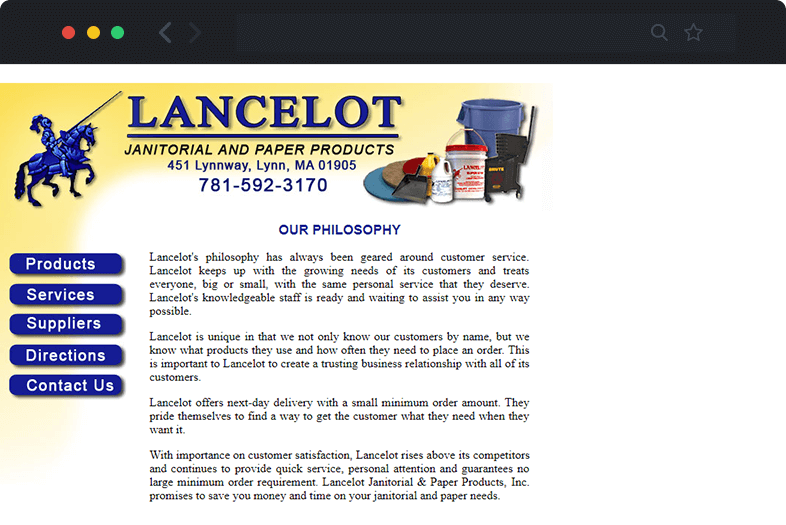 Lancelot Janitorial website before and after