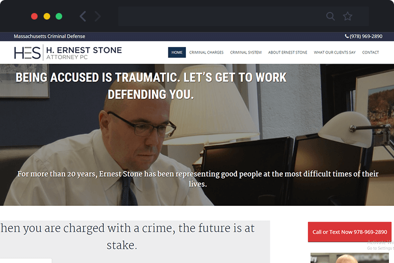H. Ernest Stone website before and after