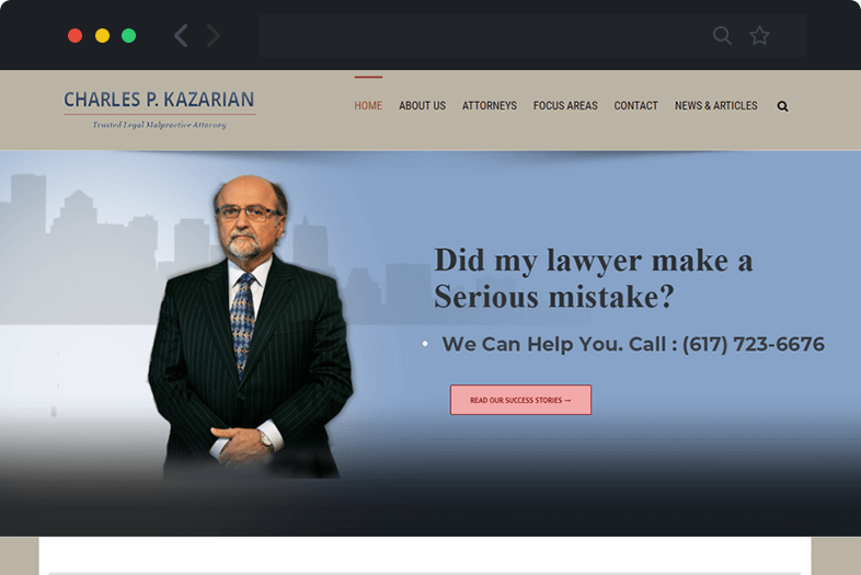 Kazarian Law website before and after