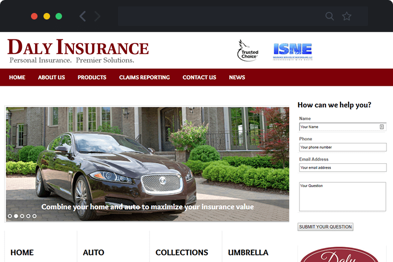 Daly Insurance website before and after