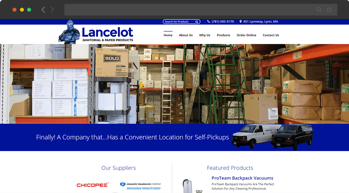 new website homepage screenshot for Lancelot Janitorial