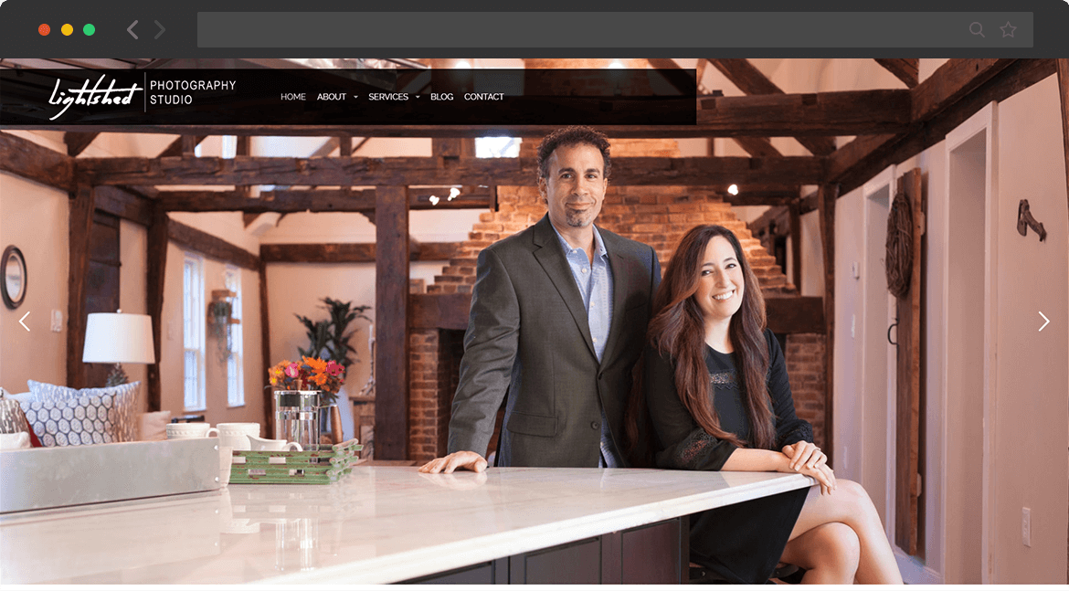 new website homepage screenshot for Lightshed Photography