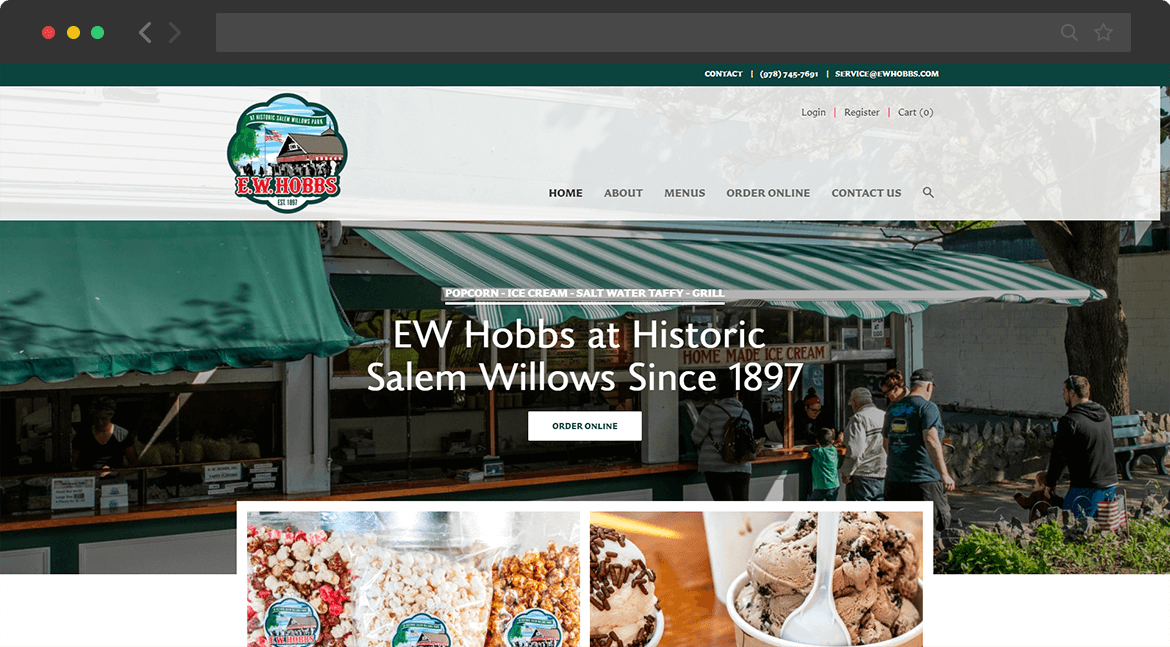 new website homepage screenshot for E.W. Hobbs