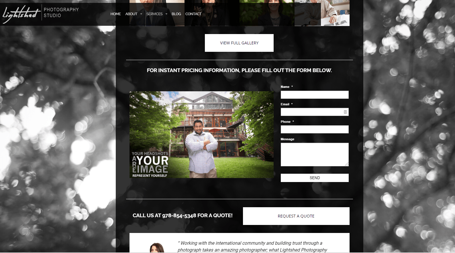 custom landing pages in our website design project for Lightshed Photography