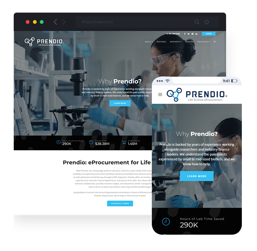 responsive website design for Prendio