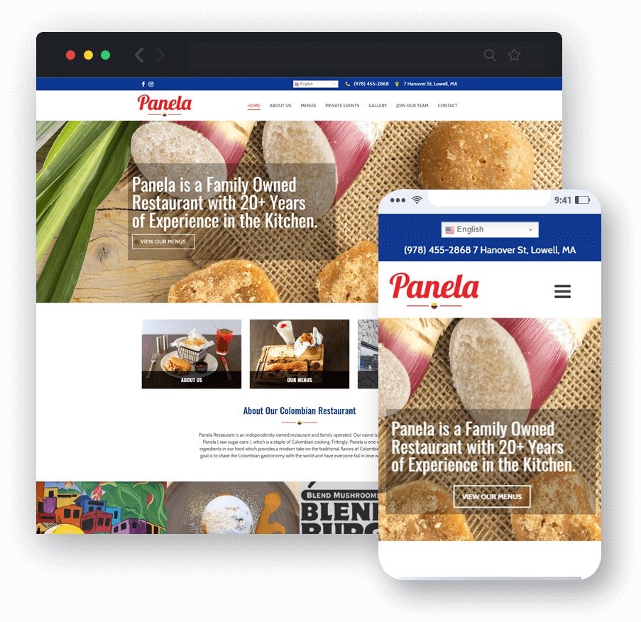 responsive website design for Panela Restaurant