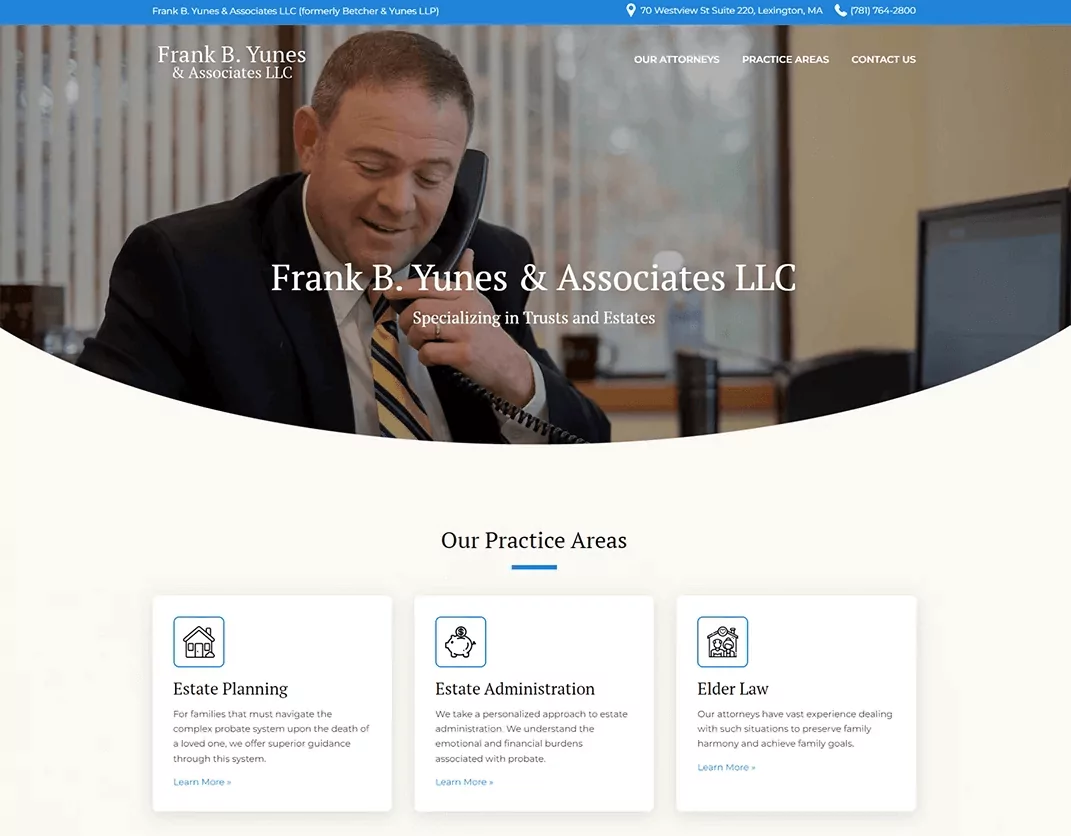 Frank B. Yunes & Associates, LLC website before and after