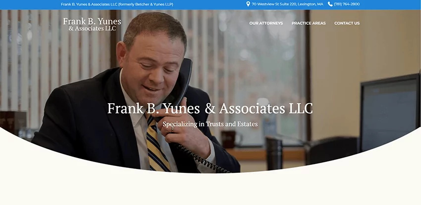 new website homepage screenshot for Frank B. Yunes & Associates, LLC