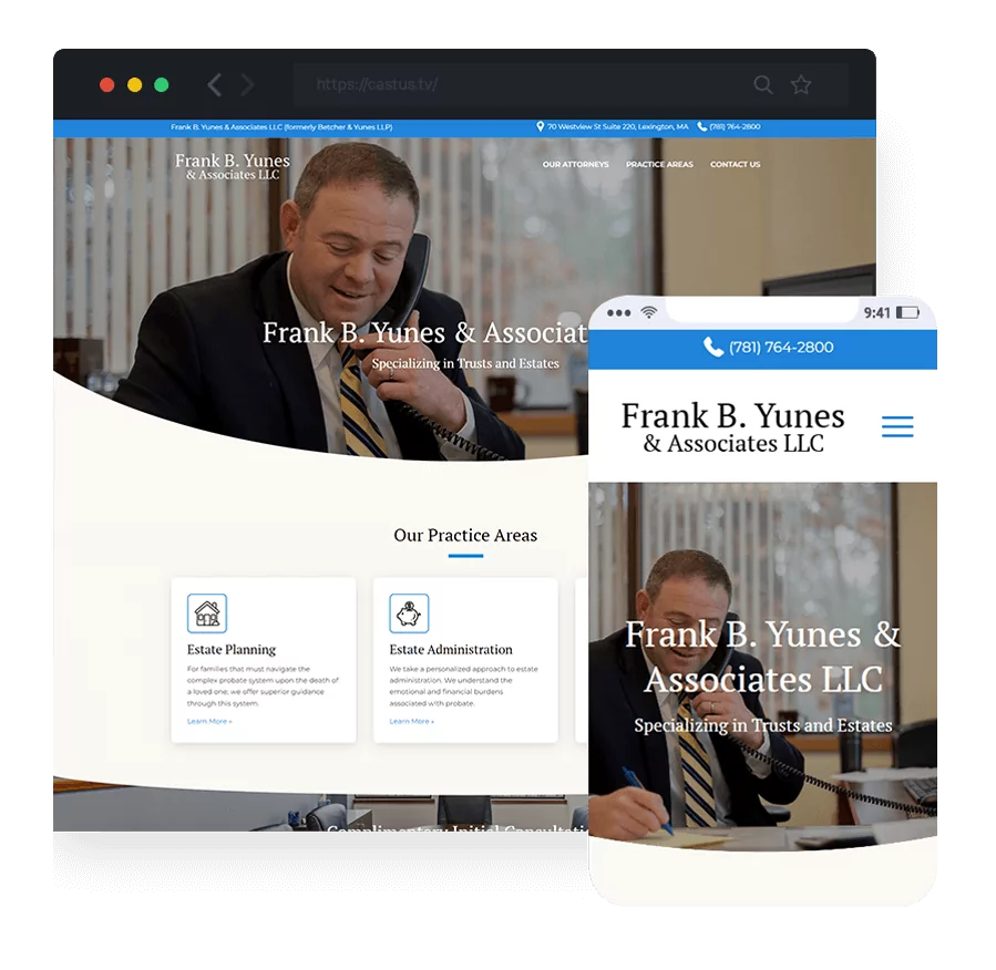 responsive website design for Frank B. Yunes & Associates, LLC