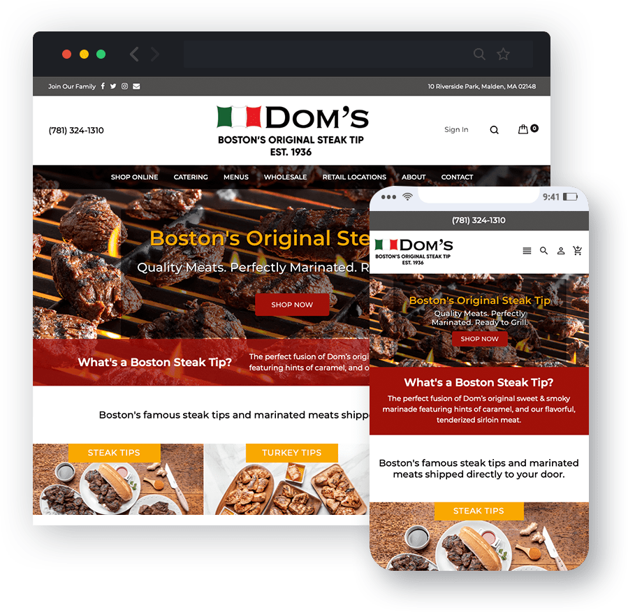 responsive website design for Dom’s Sausage