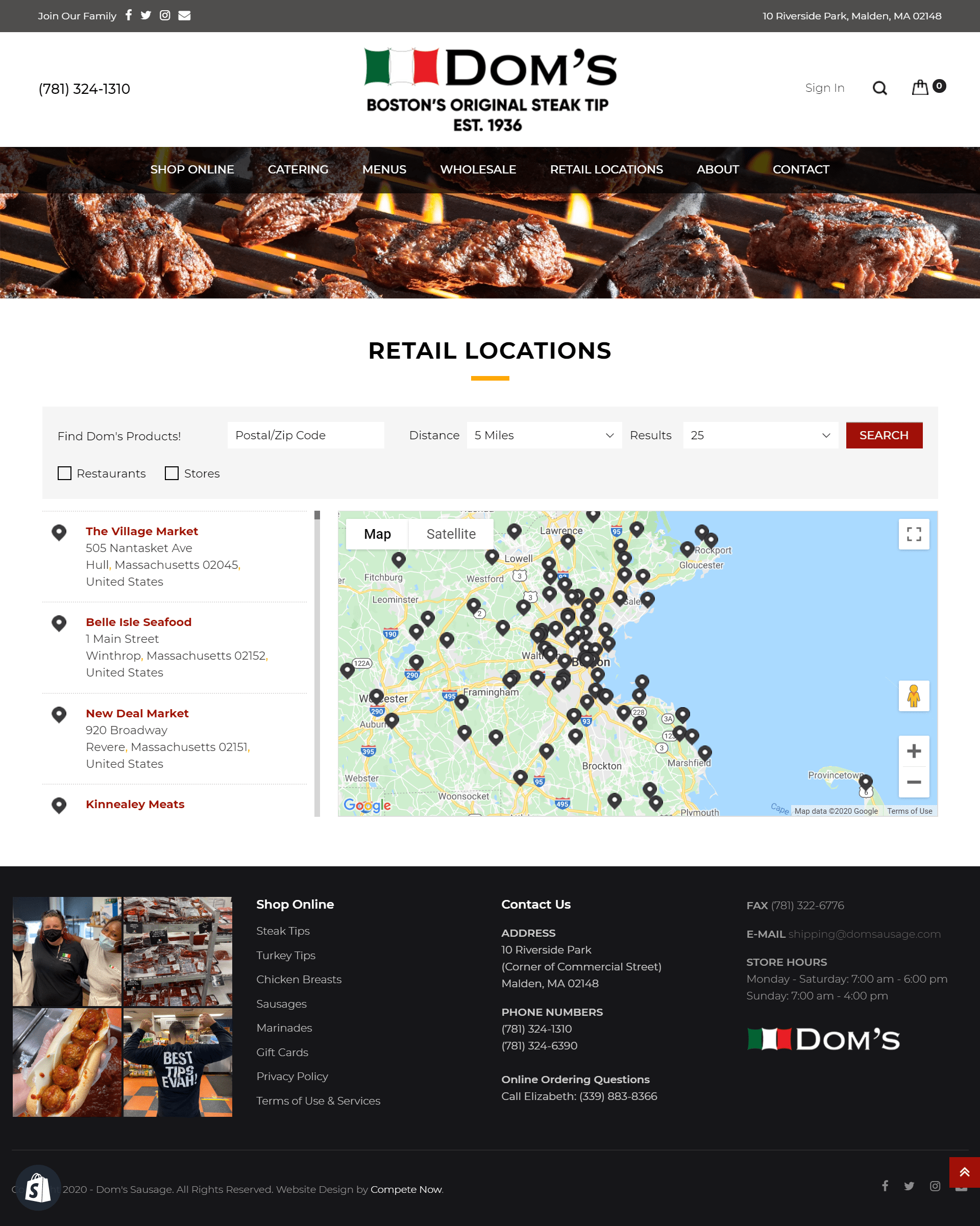 custom landing pages in our website design project for Dom’s Sausage