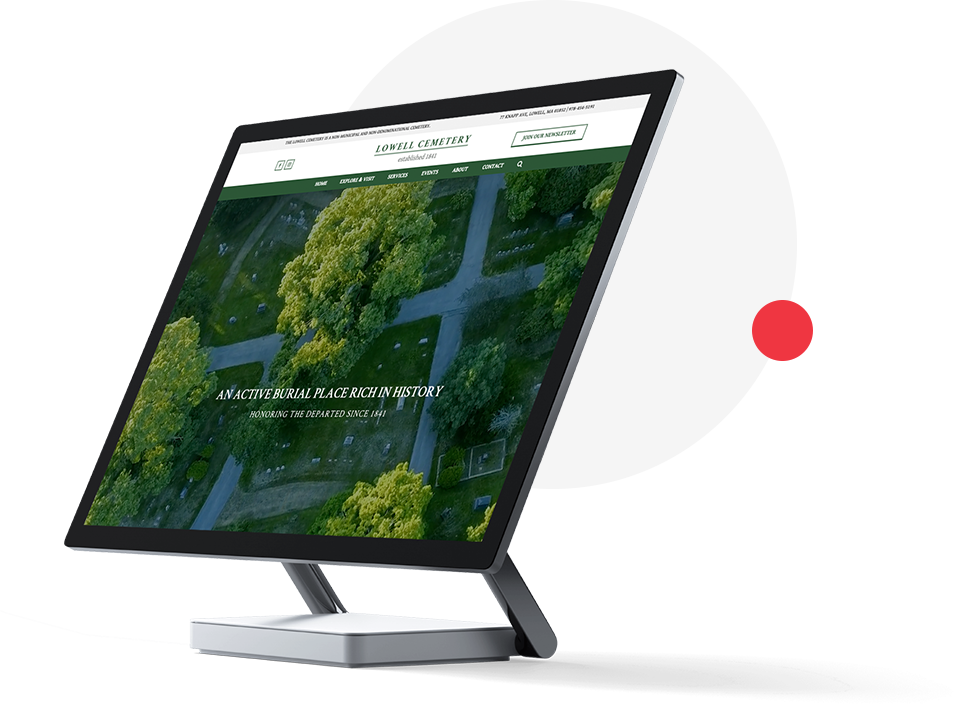 custom website design for Lowell Cemetery