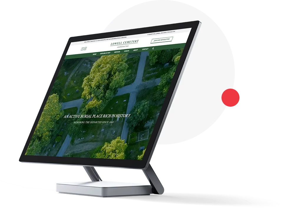 custom website design for Lowell Cemetery