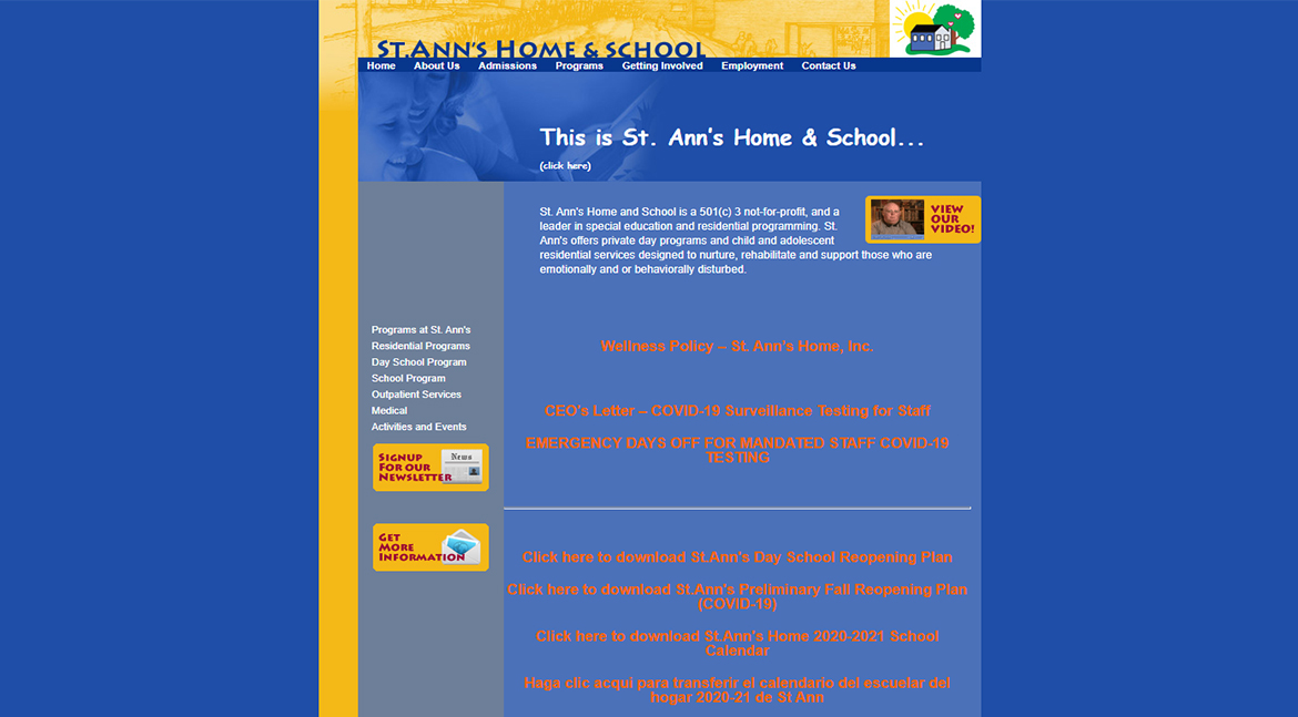 St. Ann’s Home Inc. website before and after