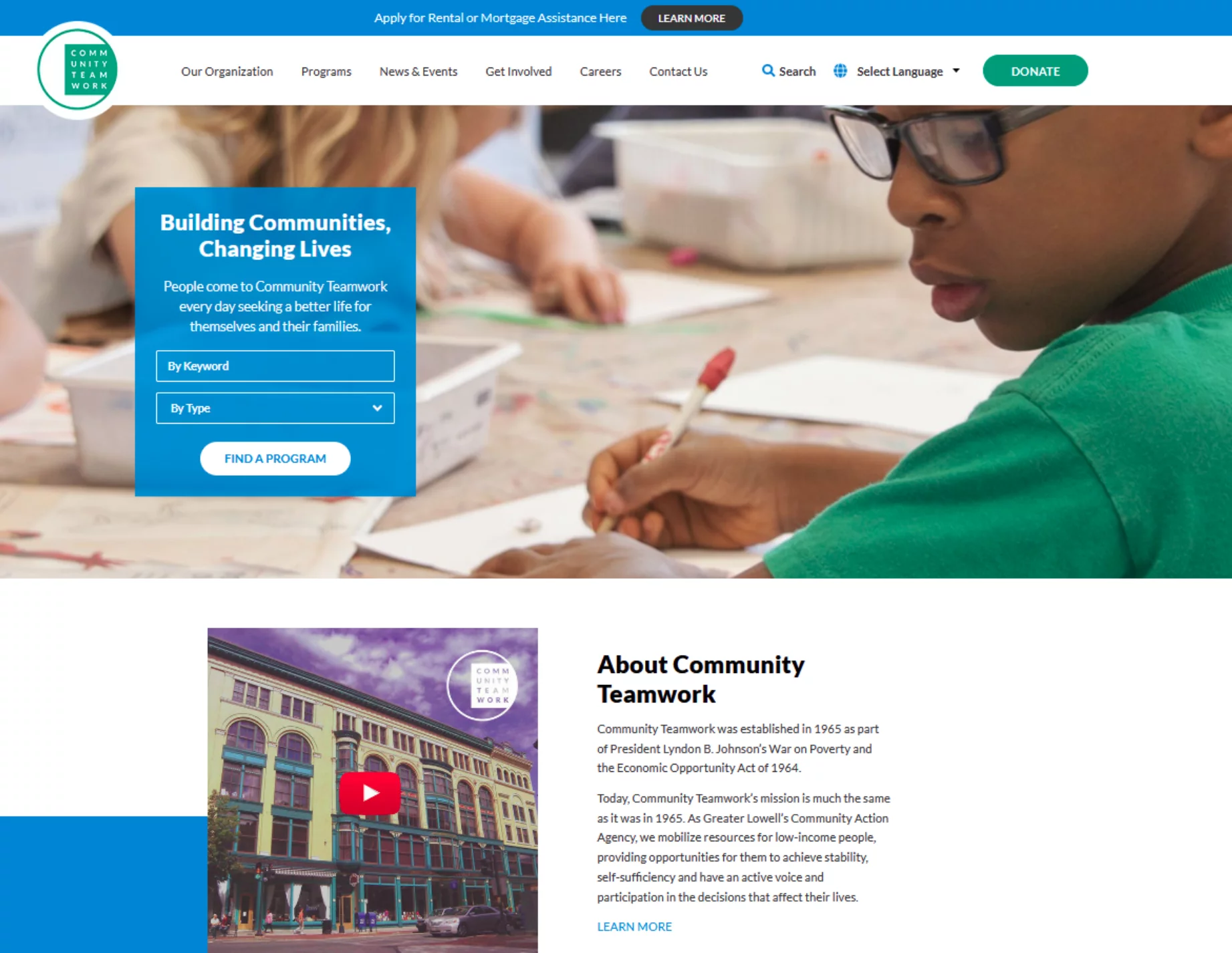 Community Teamwork website before and after