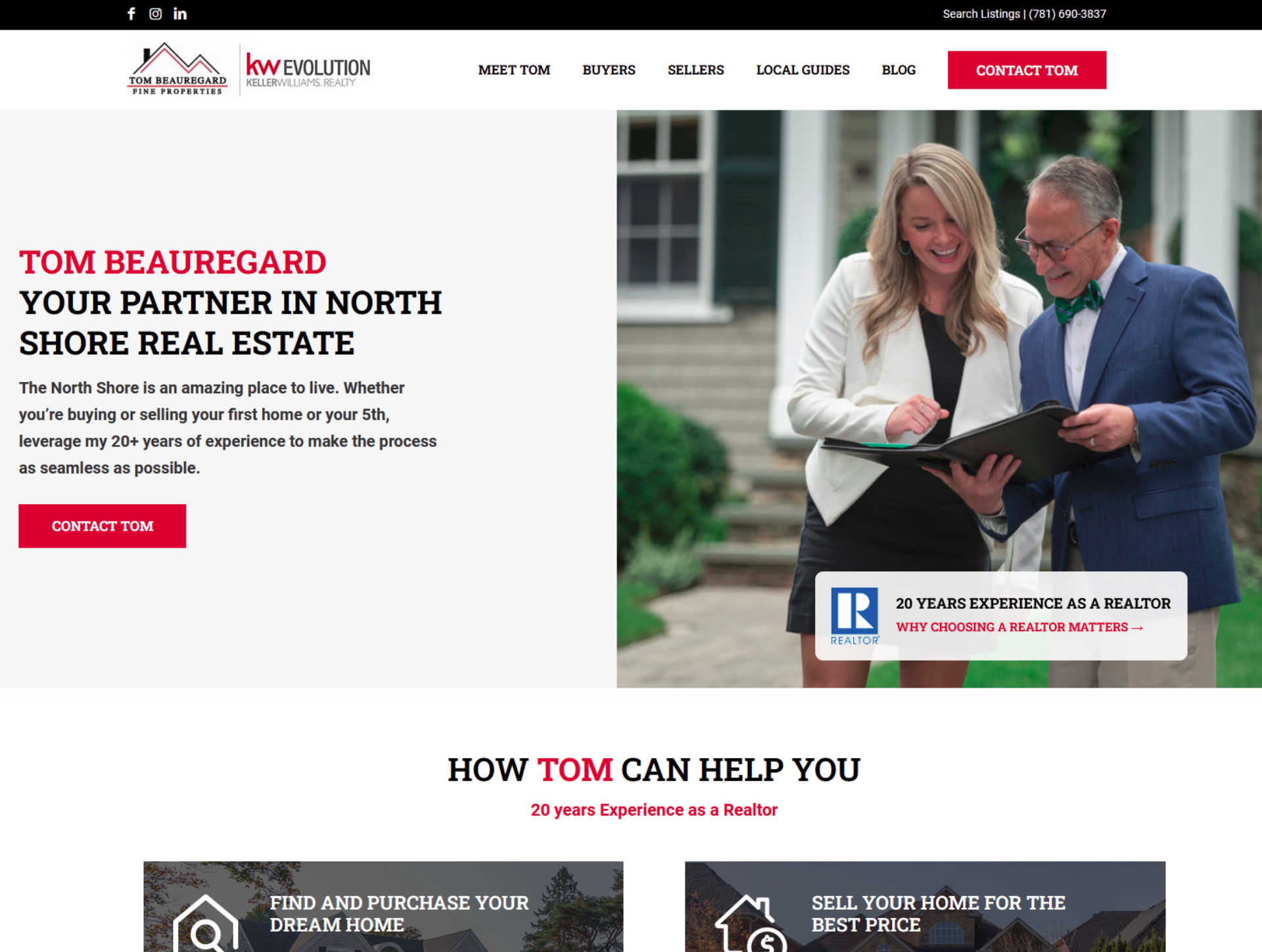 new website homepage screenshot for Tom Beauregard Fine Properties