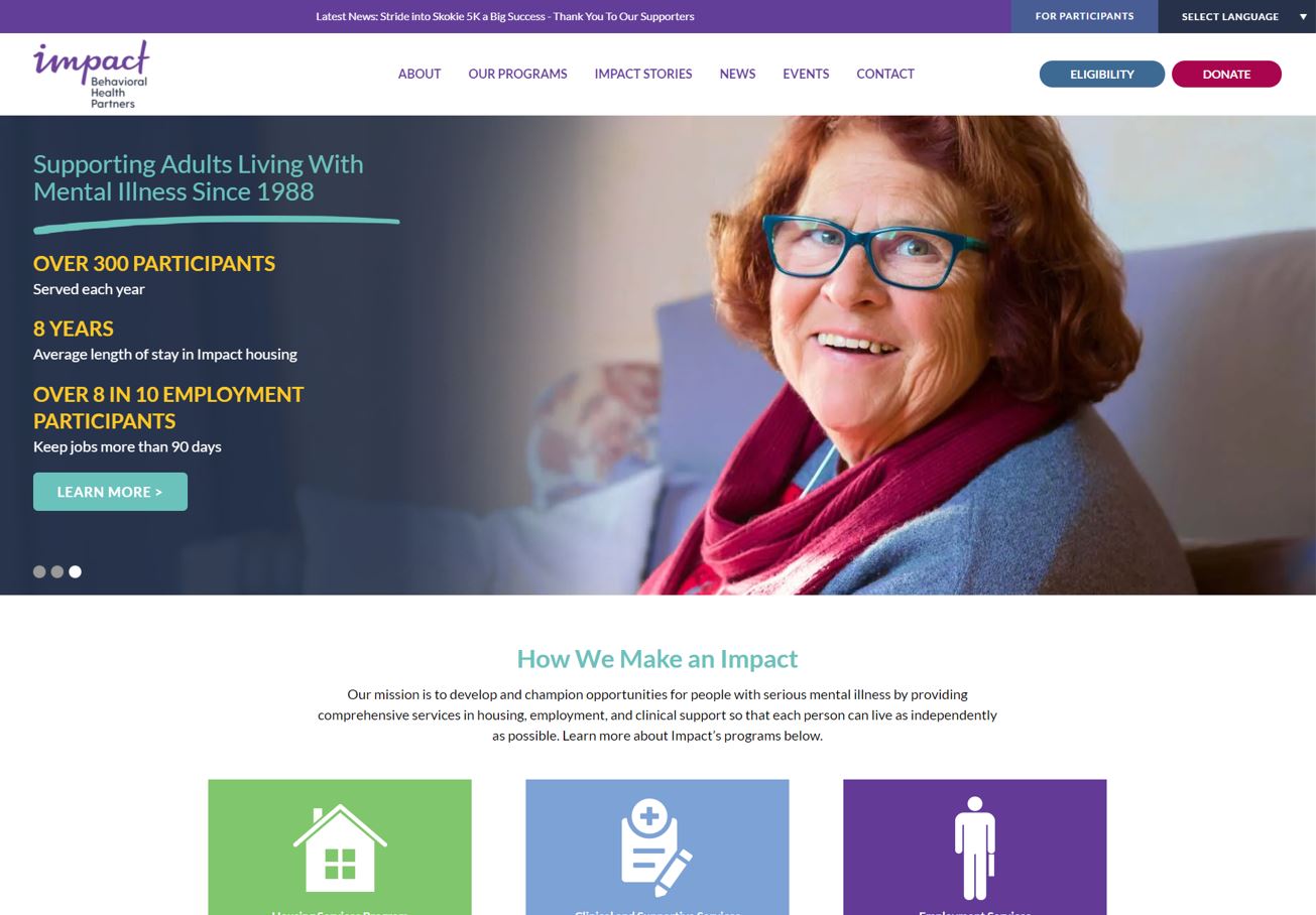 Impact Behavioral Health Partners website before and after