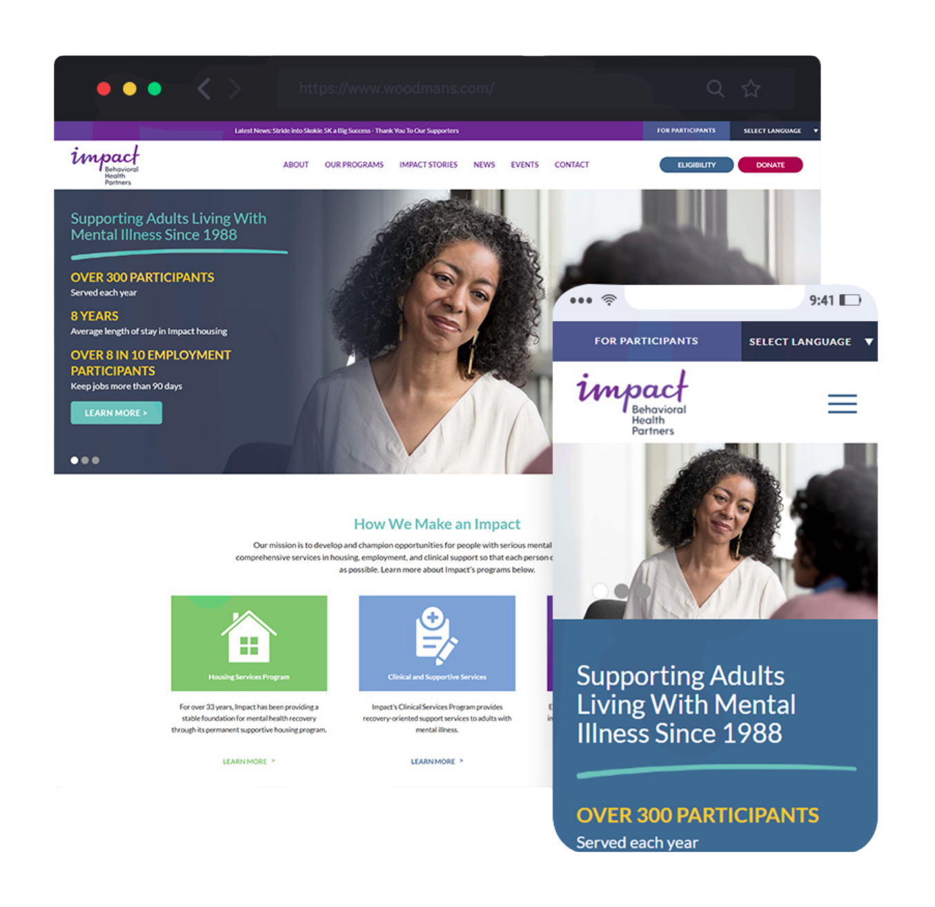 responsive website design for Impact Behavioral Health Partners