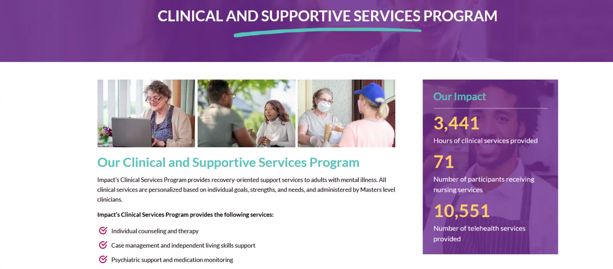 custom landing pages in our website design project for Impact Behavioral Health Partners