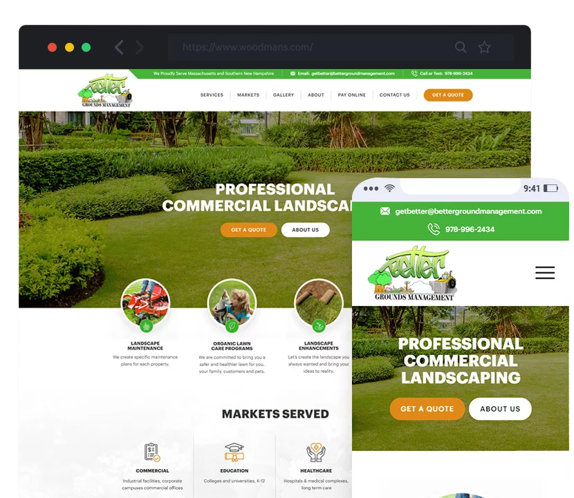 responsive website design for Better Grounds Management