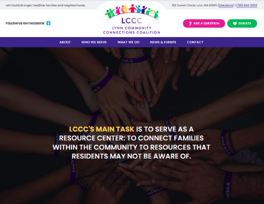 Lynn Community Connections Coalition website before and after