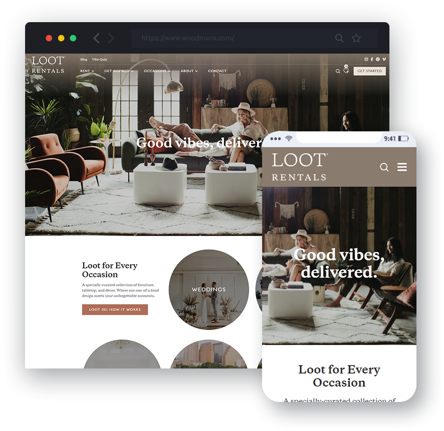 responsive website design for Loot Rentals