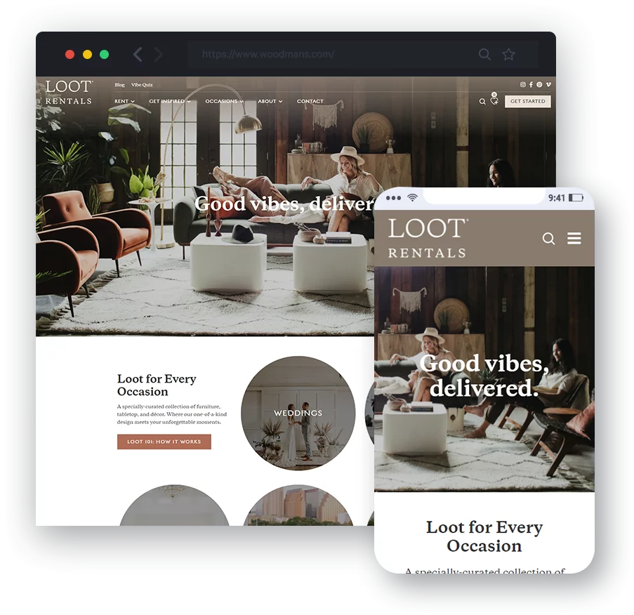 responsive website design for Loot Rentals