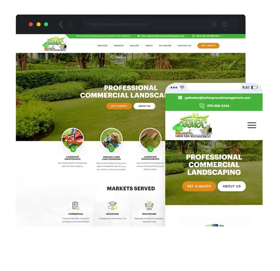 responsive website design for Better Grounds Management