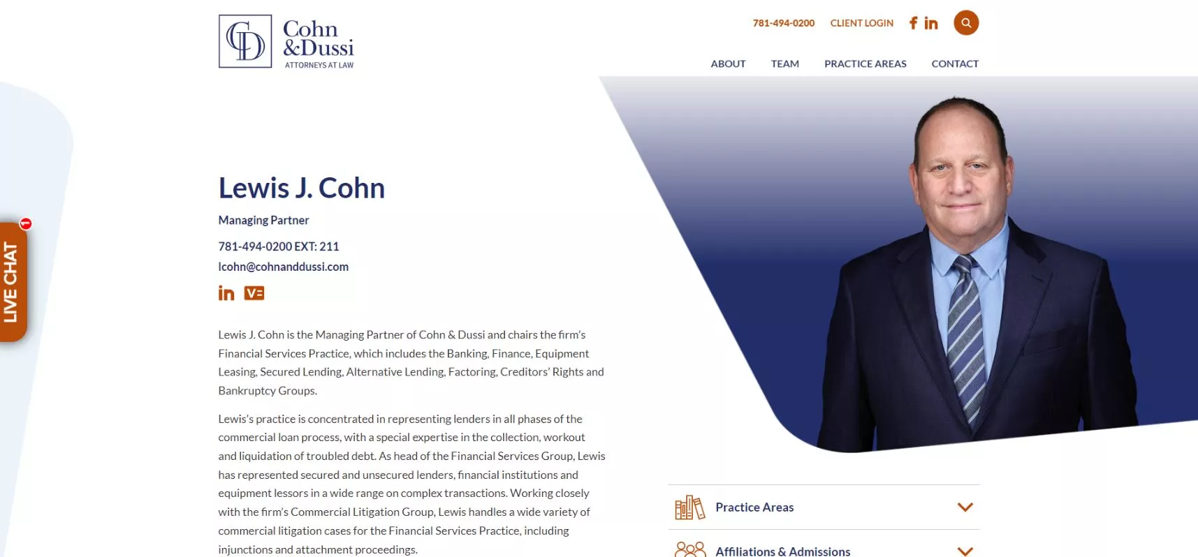 custom landing pages in our website design project for Cohn & Dussi Attorneys at Law