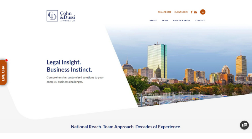 new website homepage screenshot for Cohn & Dussi Attorneys at Law