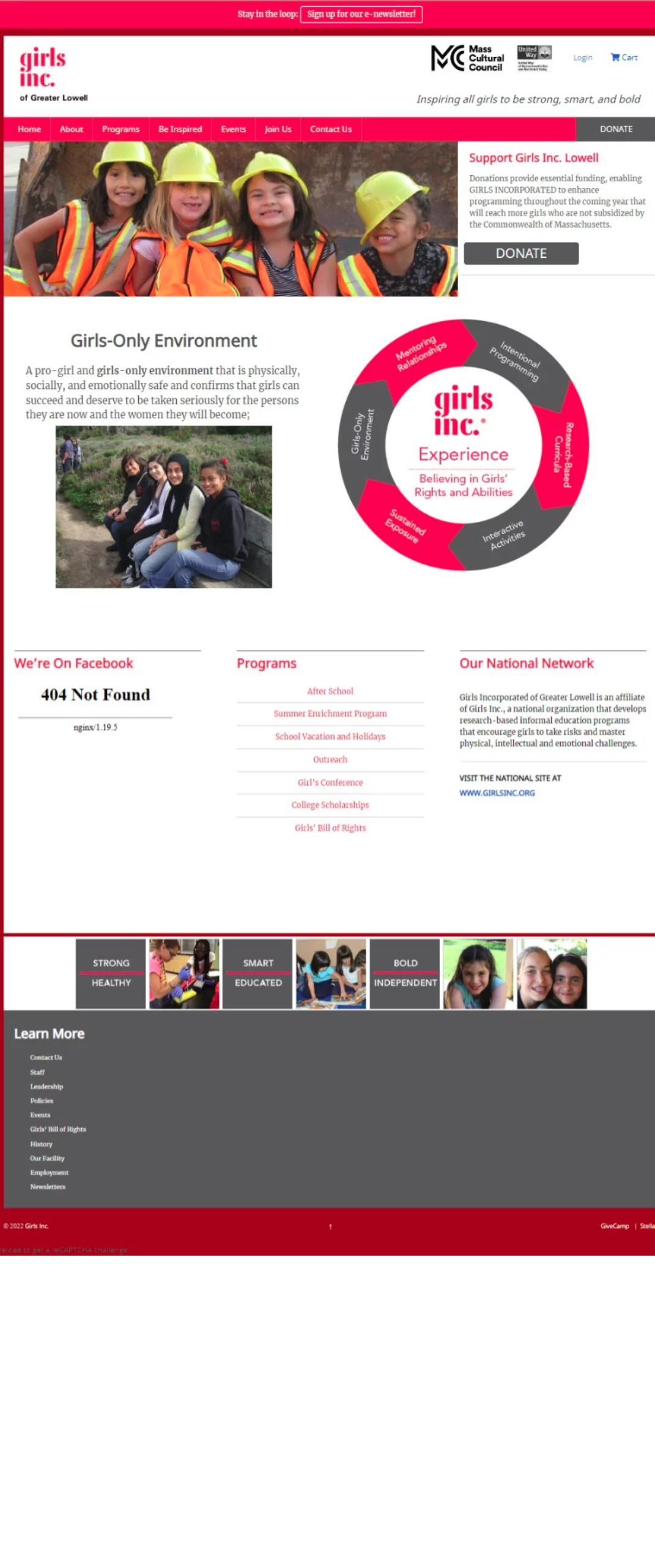 Girls Inc. of Greater Lowell website before and after