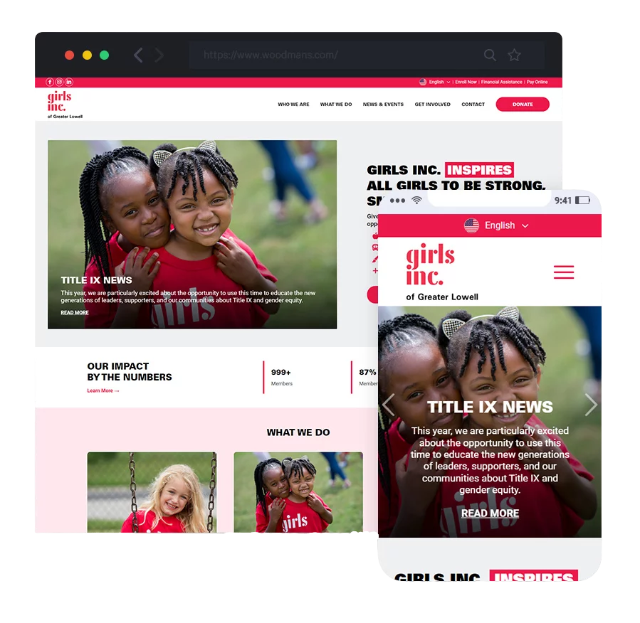 responsive website design for Girls Inc. of Greater Lowell