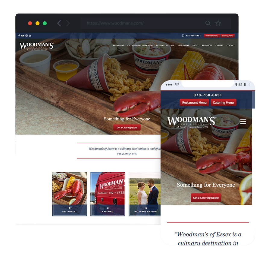 responsive website design for Woodman’s of Essex