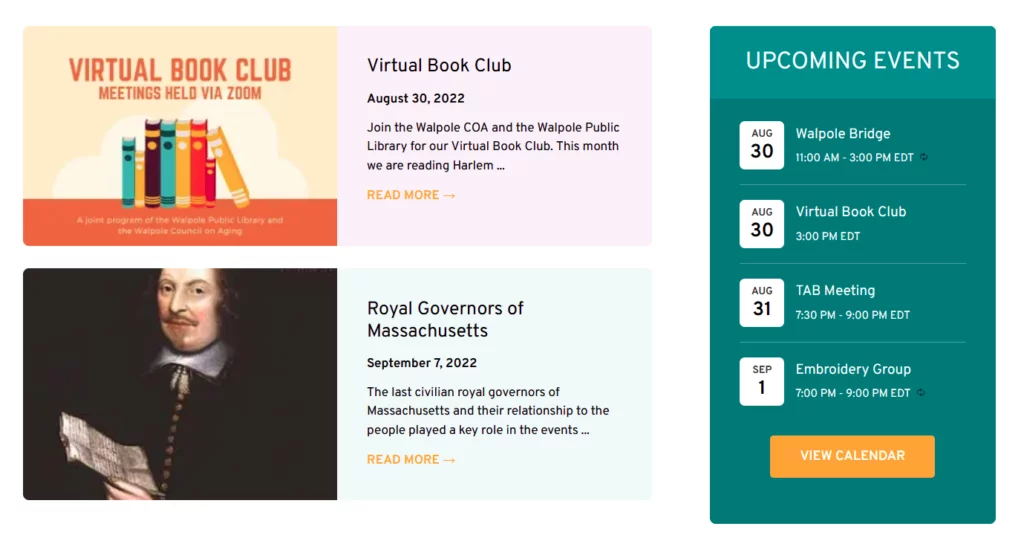 walpole public library upcoming & featured events on the homepage