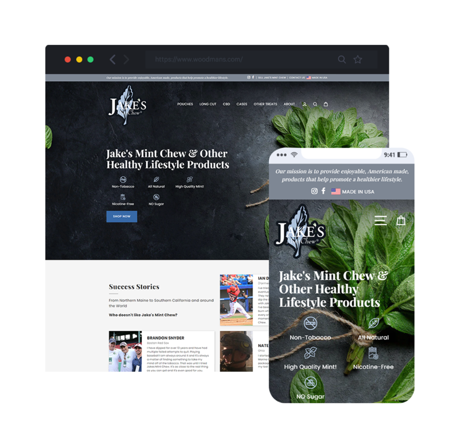 responsive website design for Jake’s Mint Chew