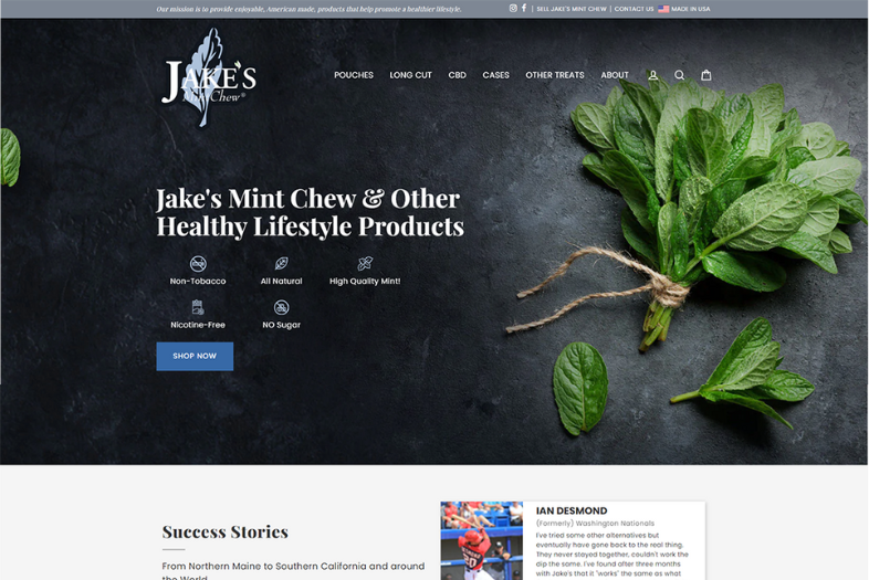 Jake’s Mint Chew website before and after