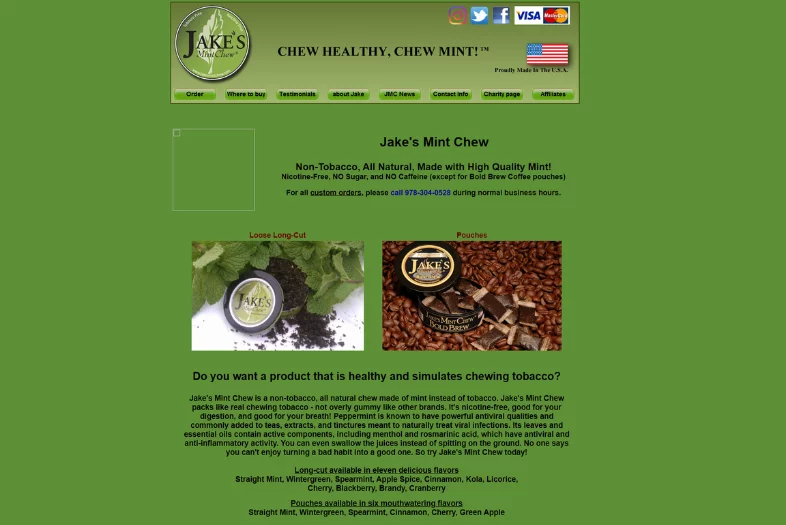 Jake’s Mint Chew website before and after