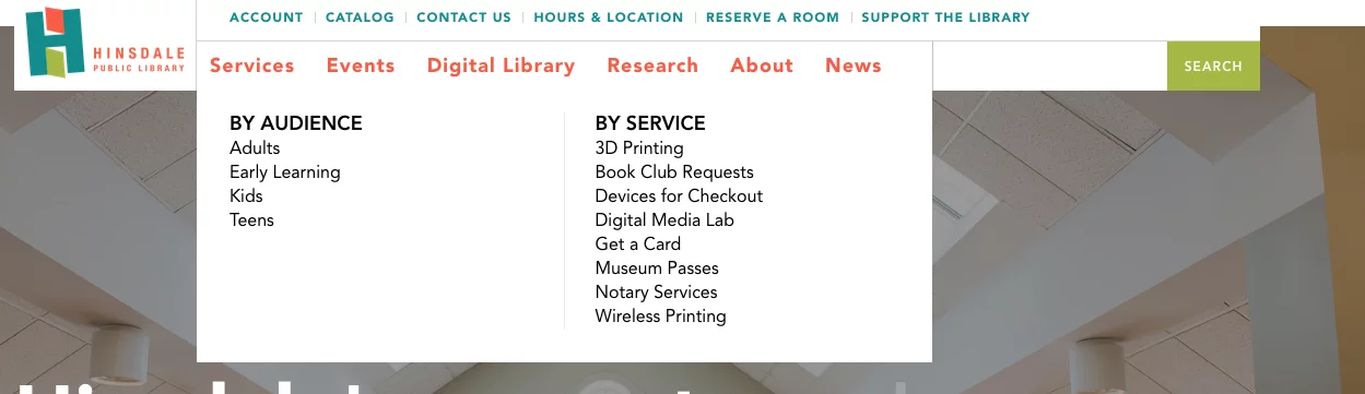 good library website resource types