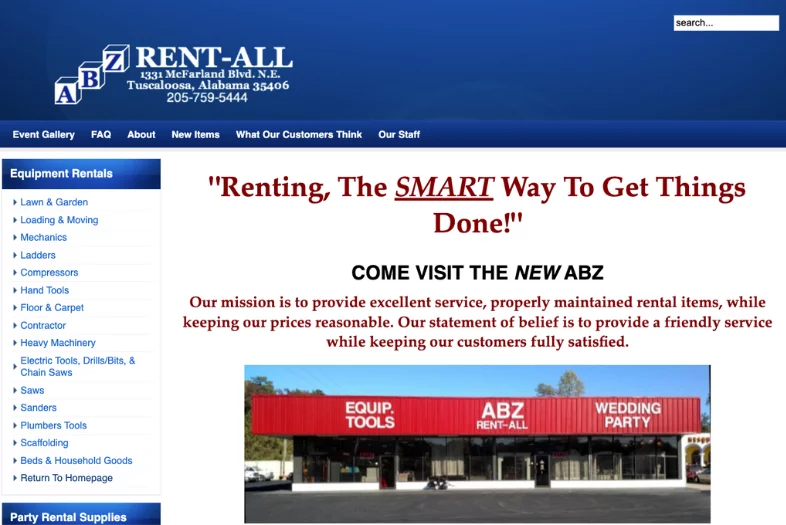ABZ Rent-All website before and after