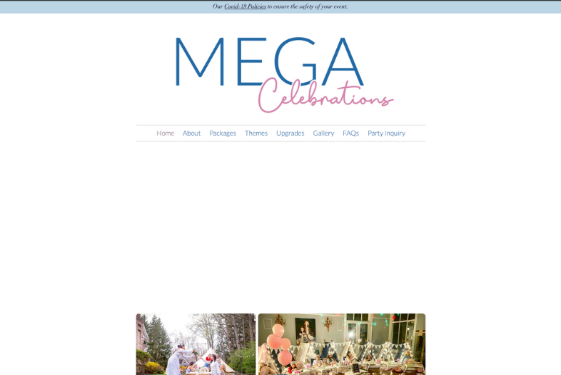 Mega Celebrations website before and after