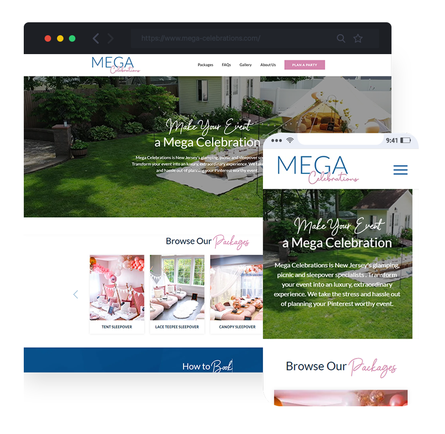responsive website design for Mega Celebrations