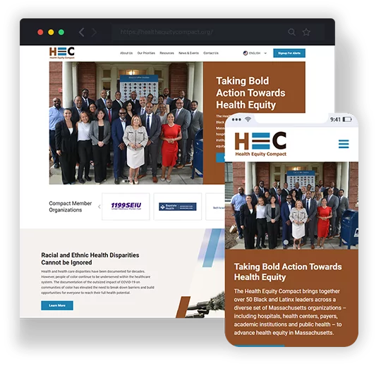 responsive website design for Health Equity Compact