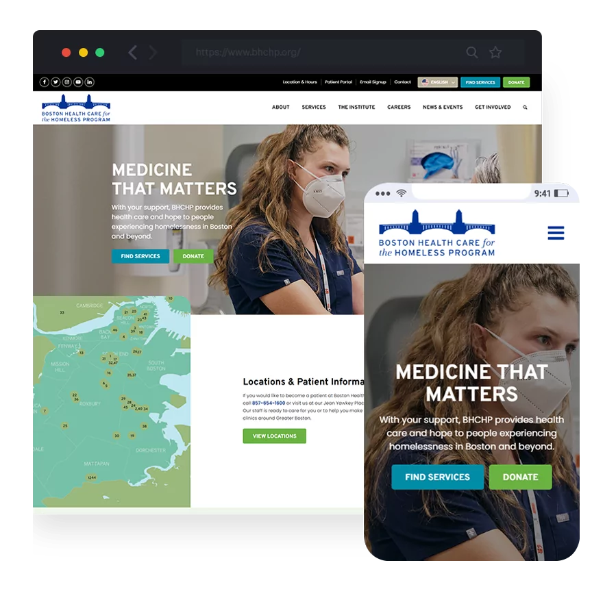 responsive website design for Boston Health Care for the Homeless Program