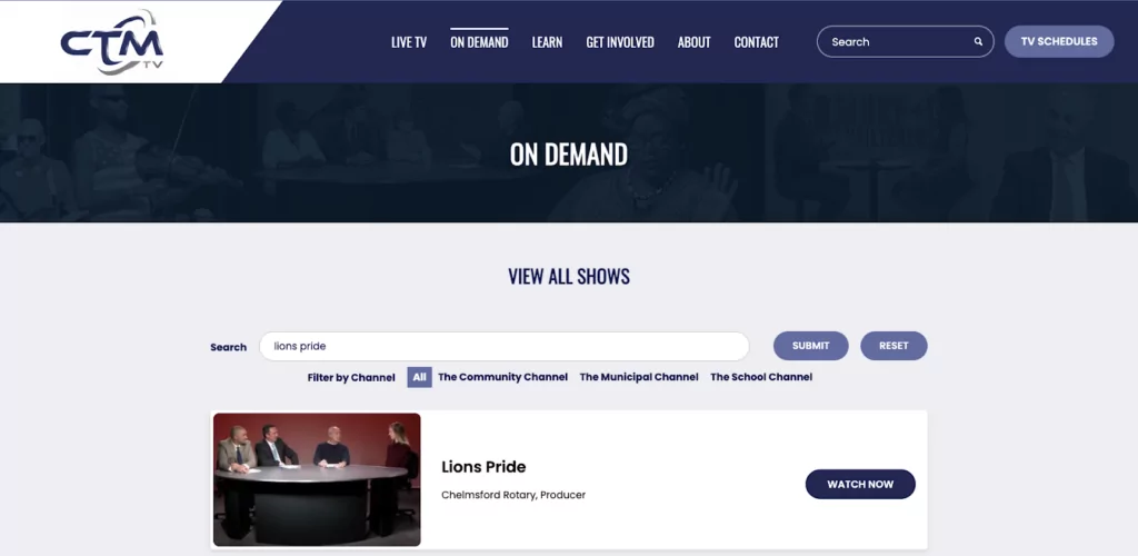 chelmsford tv website on demand page